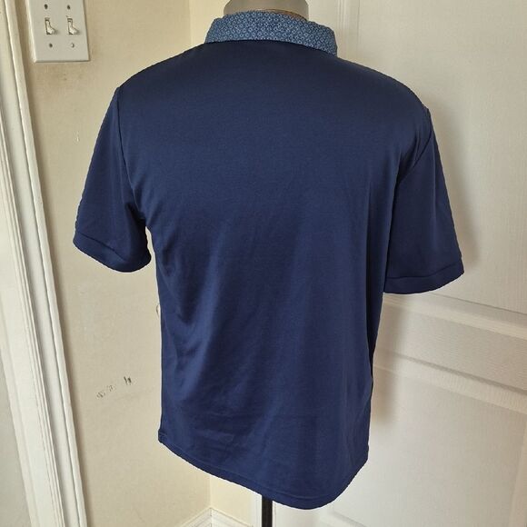 Fourmy Deep Blue Polo with Patterned Collar - Picture 3 of 16